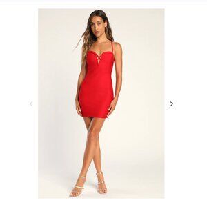 Red Mini Dress Bodycon Summer 4th of July Memorial Party NWT Small Lulus